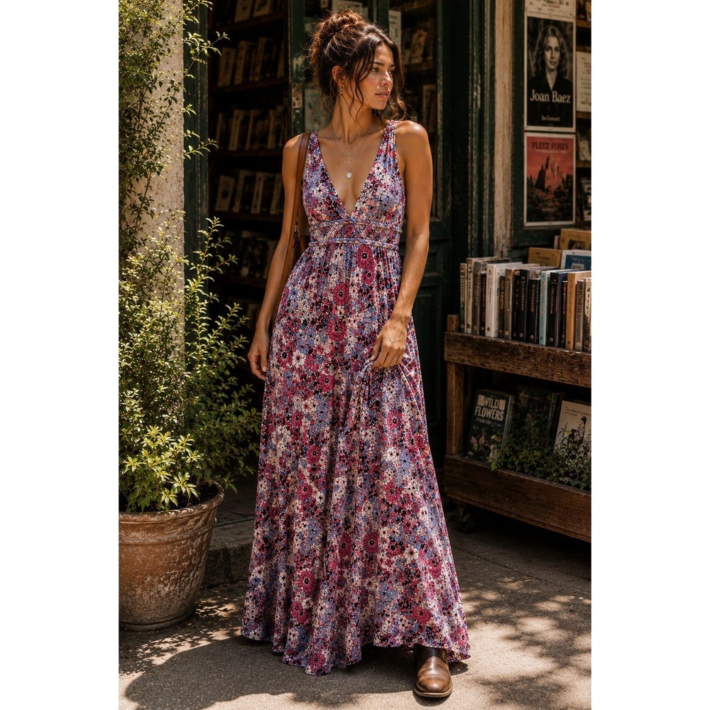Japna Womens Y2K Dress Smocking Racer Back S Indie Festival Cottagecore LL13